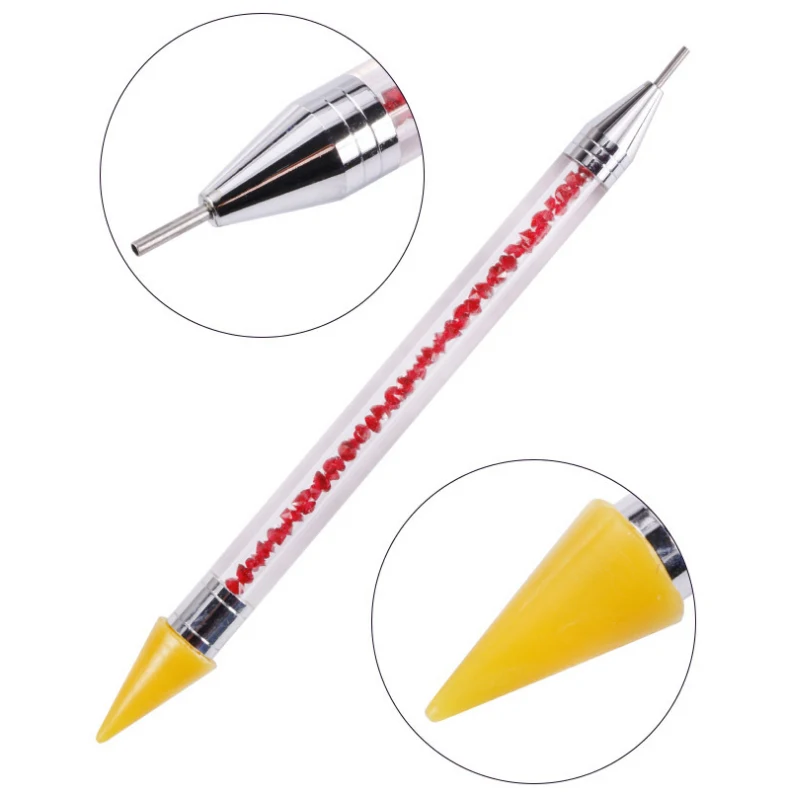 1 шт. двухсторонняя точечная ручка Стразы для дизайна ногтей восковой карандаш