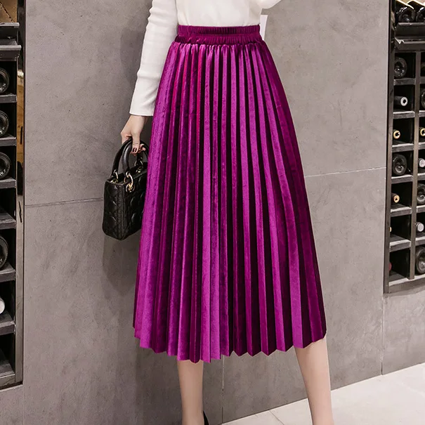 Pleated Women Skirts Velvet Large Swing Long Plus Size Skirts Faldas Saia Fashion Female Jupe
Pleated Women Skirts Velvet Large Swing Long Plus Size Skirts Faldas Saia Fashion Female Jupe