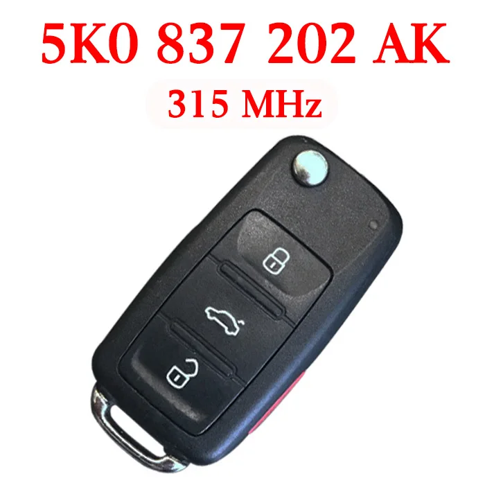 After-Market 315 MHz 3+1 Buttons Flip Remote Key for 2011-2016 Volkswagen - 5K0837202 AK
After-Market 315 MHz 3+1 Buttons Flip Remote Key for 2011-2016 Volkswagen - 5K0837202 AK