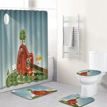 F 3D Guitar Printing 4pcs Bathroom Shower Curtain 180*180cm PVC Floor Mat for Toilet U Shape Soft Bathroom Carpet WC Footmat
F 3D Guitar Printing 4pcs Bathroom Shower Curtain 180*180cm PVC Floor Mat for Toilet U Shape Soft Bathroom Carpet WC Footmat