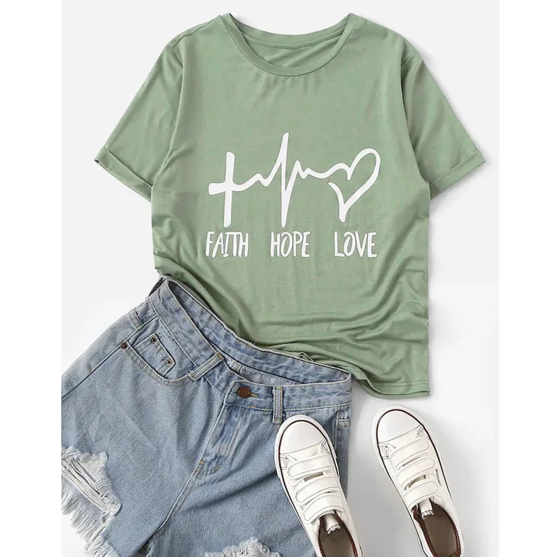 Faith Hope Love Letter Print Tees Tops Women Summer Graphic Funny Hipster Black T-shirt Casual Short Sleeve Round Neck Tshirt
Faith Hope Love Letter Print Tees Tops Women Summer Graphic Funny Hipster Black T-shirt Casual Short Sleeve Round Neck Tshirt