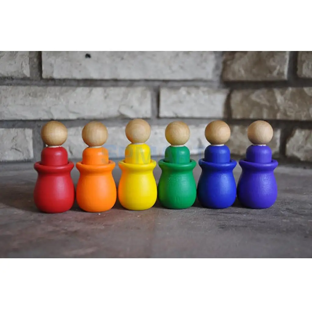 20pcs Wooden Family People Nesting Set Plain Unfinished Peg Dolls DIY Making Findings Cake Topper DIY Craft Kids Toy Gift