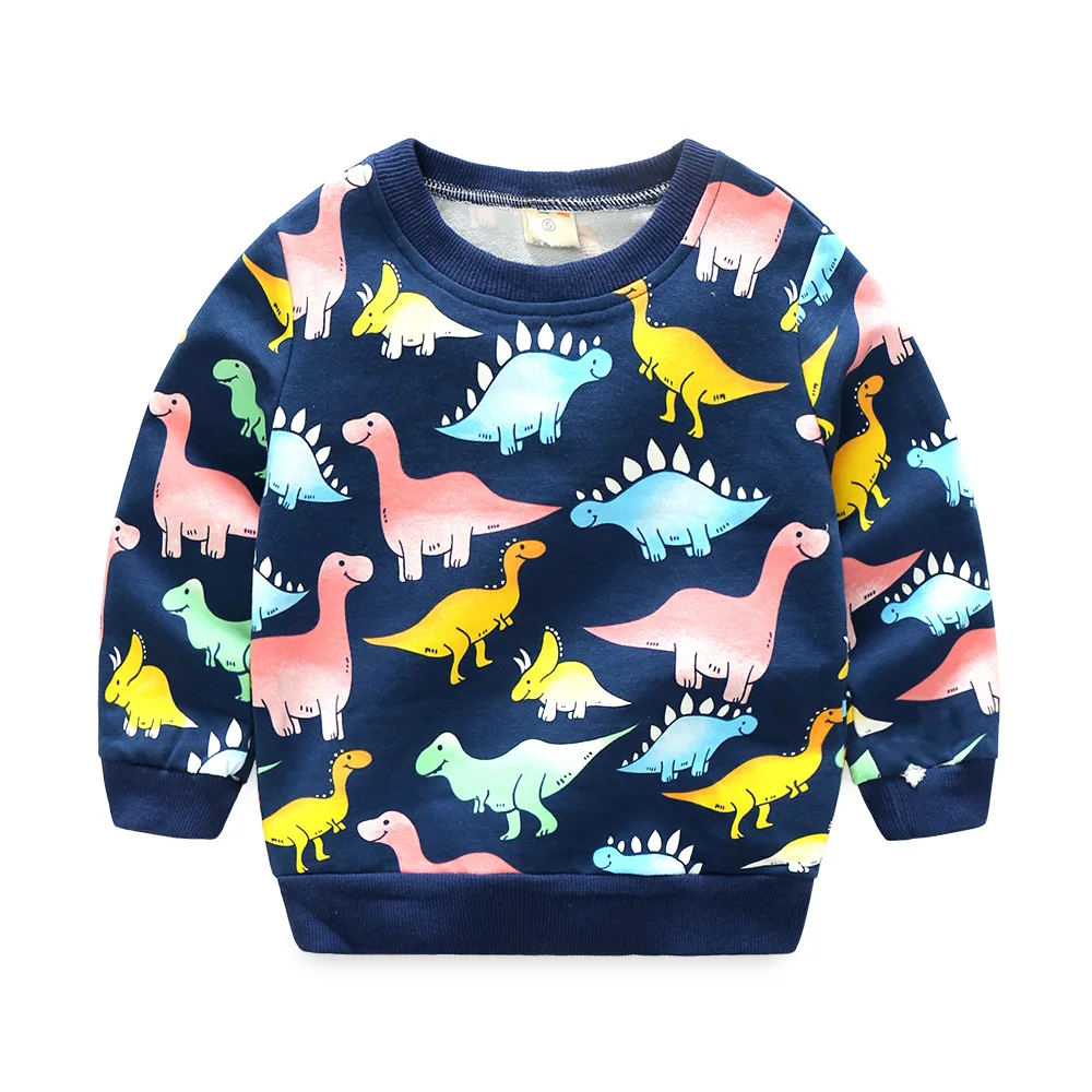 

2022 Autumn Kids hoodies sweatshirts cotton Cartoon Print Jurassic World dinosaur boys girls Sweater coat tops baby clothes tees