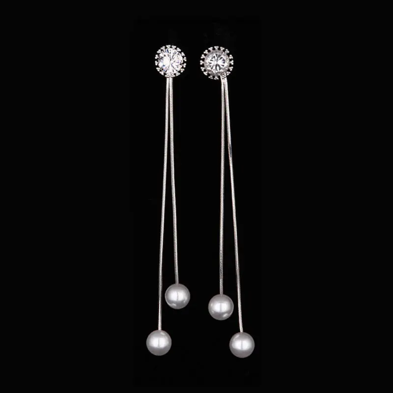 Tassel Pearl Gifts Long Zircon Bridal Wedding Jewelry Drop Earring Silver Unique Bride 1Pair Crystal Exquesite Snake Chain
Tassel Pearl Gifts Long Zircon Bridal Wedding Jewelry Drop Earring Silver Unique Bride 1Pair Crystal Exquesite Snake Chain