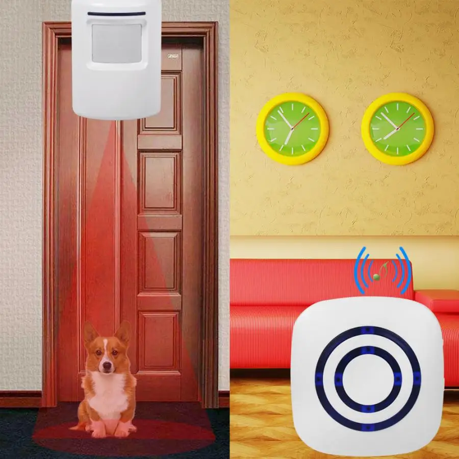

US Plug PIR Sensor Alarm Wireless Alert Home Secure System Alarm Doorbell Driveway Patrol Garage Motion Sensor