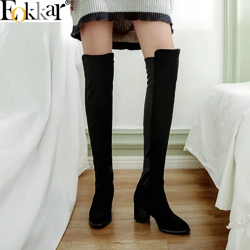 Eokkar 2020 Plus Size 45 Over The Knee High Boots Square Toe Thick Heels Slip On Black Elastic Stretch Winter Boots Size 34-45
Eokkar 2020 Plus Size 45 Over The Knee High Boots Square Toe Thick Heels Slip On Black Elastic Stretch Winter Boots Size 34-45