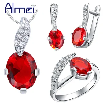 Almei Bridal Costume Jewelry Sets For Women Silver Color Necklace Set Purple Blue Stone Zircon Ring Earrings Jewellery T224
Almei Bridal Costume Jewelry Sets For Women Silver Color Necklace Set Purple Blue Stone Zircon Ring Earrings Jewellery T224