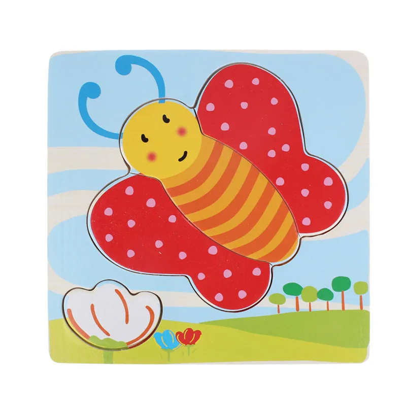 Cute Butterfly Wooden Jigsaw Educational Developmental Baby Kids