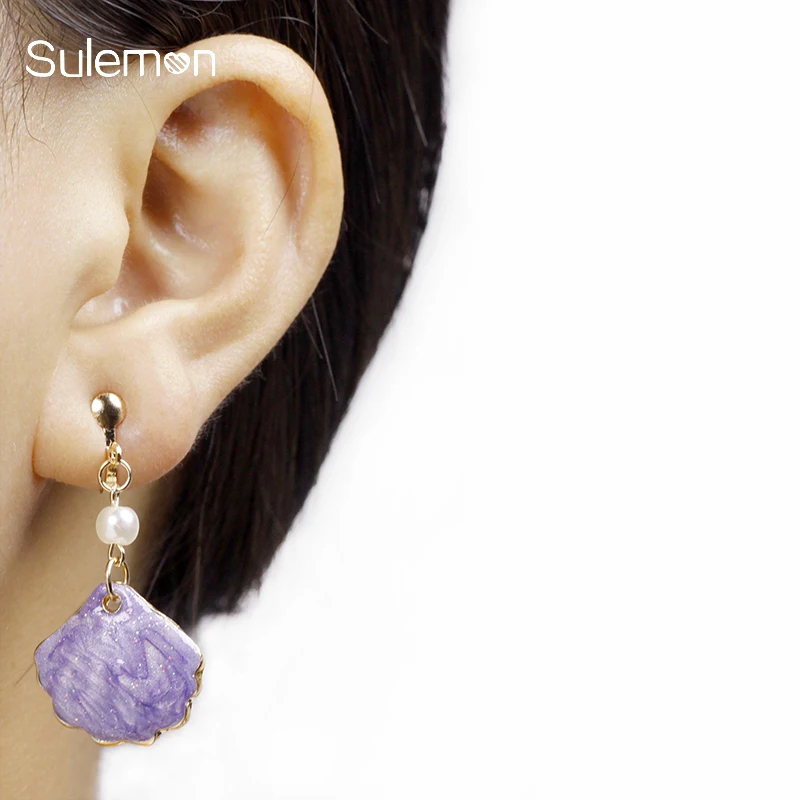 Purple Scallop Shell Earrings No Hole Ear Clips Cute Pearl&Shell Clip Earrings Non Pierced Women Earring Jewelry Gift CE219
Purple Scallop Shell Earrings No Hole Ear Clips Cute Pearl&Shell Clip Earrings Non Pierced Women Earring Jewelry Gift CE219