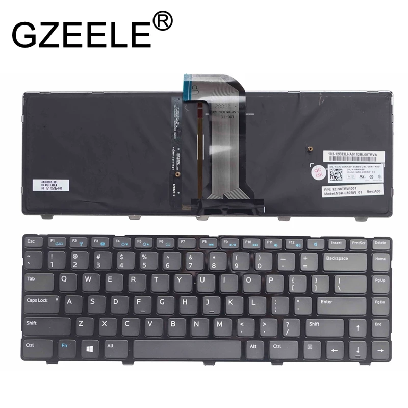 

GZEELE New for Dell Inspiron 14 3421 14R 5421 15Z 5523 Vostro 2421 4B+N8T05.001 9Z.N8TBW.01D NSK-L80BW 01 US Backlit Keyboard US