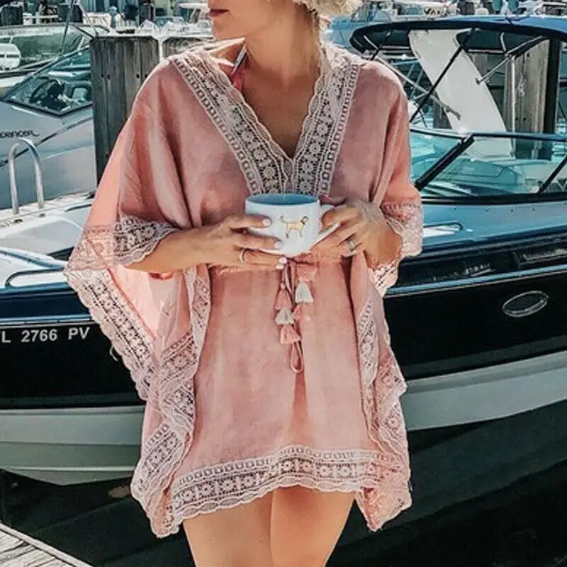 Boho Beach Woman Lace Crochet Hollow Mini Cover-Ups Dress Elastic Collect Waist Swimwear Kaftan Batwing Swimsuit Cover Up
Boho Beach Woman Lace Crochet Hollow Mini Cover-Ups Dress Elastic Collect Waist Swimwear Kaftan Batwing Swimsuit Cover Up
