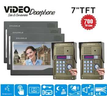 ZHUDELE Wired Video Door Phone Intercom System RFID Keyfobs Vandal Proof 7 inch Monitor 2 cameras+3monitors
ZHUDELE Wired Video Door Phone Intercom System RFID Keyfobs Vandal Proof 7 inch Monitor 2 cameras+3monitors