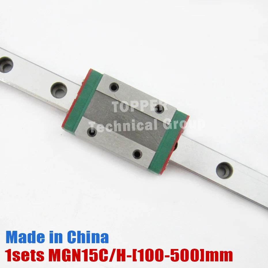 15mm Linear Guide MGN15 L=100-500mm linear rail way + MGN15H or MGN15C Long linear carriage for CNC X Y Z Axis
15mm Linear Guide MGN15 L=100-500mm linear rail way + MGN15H or MGN15C Long linear carriage for CNC X Y Z Axis