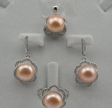 Jewelry 001530 Chic 11-12mm round pink pearl 925Sterling Silver pendant earring ring
Jewelry 001530 Chic 11-12mm round pink pearl 925Sterling Silver pendant earring ring