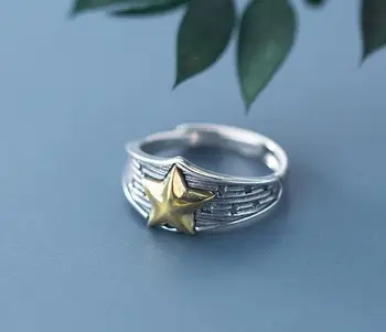 Retro Vintage 100% Authentic REAL.925 Sterling Silver Gold Star Irregular Geometric Rings adjust GTLJ1648
Retro Vintage 100% Authentic REAL.925 Sterling Silver Gold Star Irregular Geometric Rings adjust GTLJ1648