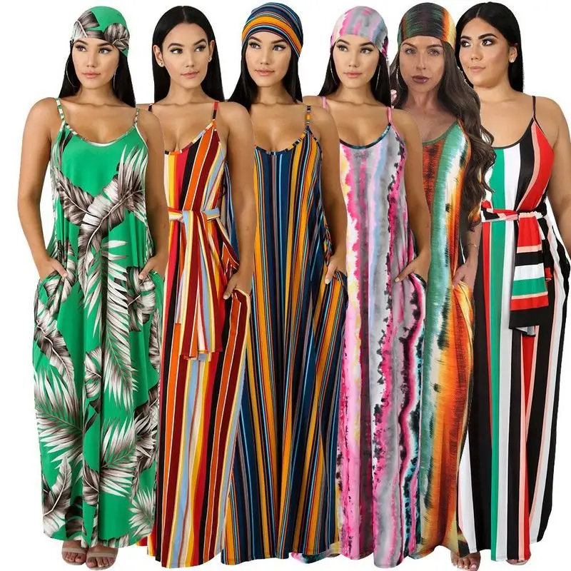 Boho Style Longth Beach Dresses Women Fashion Loose Striped Sling Dress Moda Mujer 2019 Printed Sleeveless Belt Included Dress
Boho Style Longth Beach Dresses Women Fashion Loose Striped Sling Dress Moda Mujer 2019 Printed Sleeveless Belt Included Dress