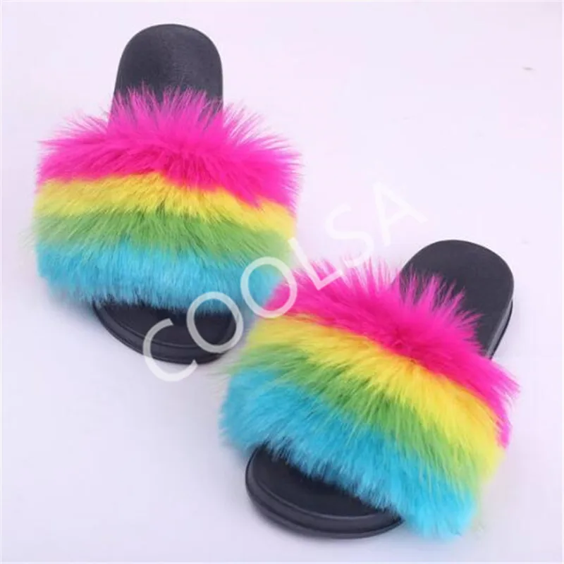 Wholesale Women's Fox Fur Flip Flops Indoor Warm Fluffy Plush Slippers Woman Fur Slides Female Cute Stripes Furry Sandals Shoes
Wholesale Women's Fox Fur Flip Flops Indoor Warm Fluffy Plush Slippers Woman Fur Slides Female Cute Stripes Furry Sandals Shoes