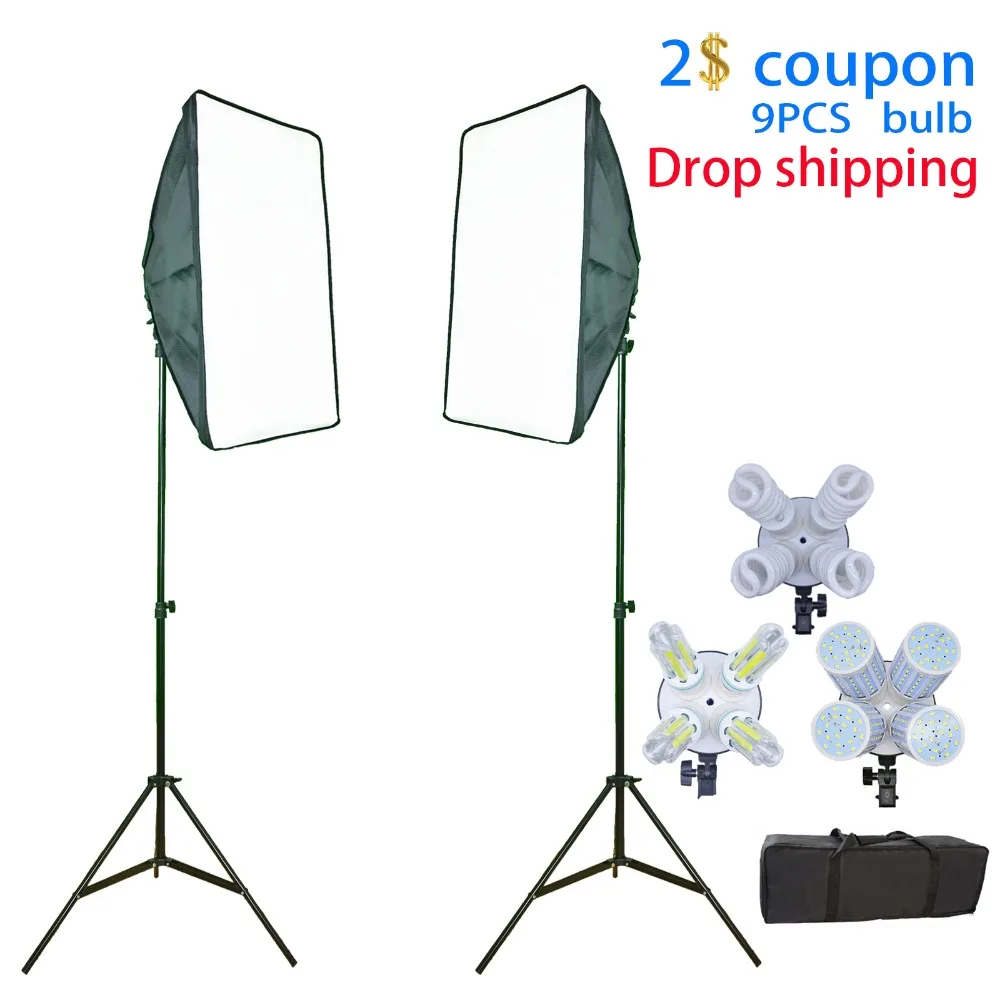 Dropshipping photography studio softbox lighting Kit Camera & Photo Accessories 9 bulb 2 light stand for Camera & Photo Studio 
Dropshipping photography studio softbox lighting Kit Camera & Photo Accessories 9 bulb 2 light stand for Camera & Photo Studio