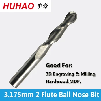 

HUHAO 3.175mm SHK ballnose Two Flutes Spiral End Mills round bottomed Double Flutes Milling Cutter Spiral PVC Cutter