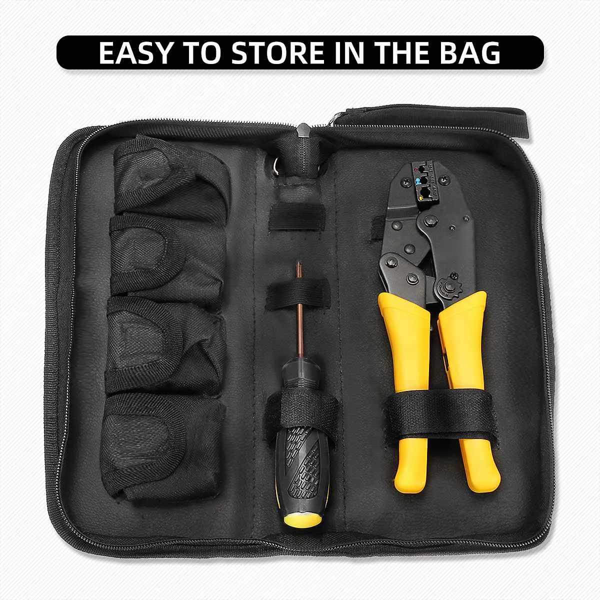 Electrician Hand Tools Set 4 in 1 Ratchet Crimper Plier Crimping Tool Cable Wire Electrical Terminals Screwdriver Bag Case Kit
Electrician Hand Tools Set 4 in 1 Ratchet Crimper Plier Crimping Tool Cable Wire Electrical Terminals Screwdriver Bag Case Kit