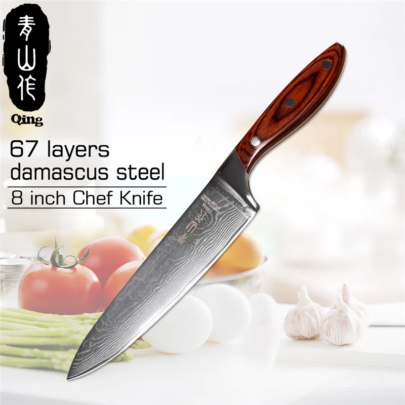 QING Single Damascus Knife Japanese Style VG10 Damascus Steel Kitchen Knife Color Wood Handle Kitchen Tools 8, 8, 7, 5, 3.5 inch
QING Single Damascus Knife Japanese Style VG10 Damascus Steel Kitchen Knife Color Wood Handle Kitchen Tools 8, 8, 7, 5, 3.5 inch
