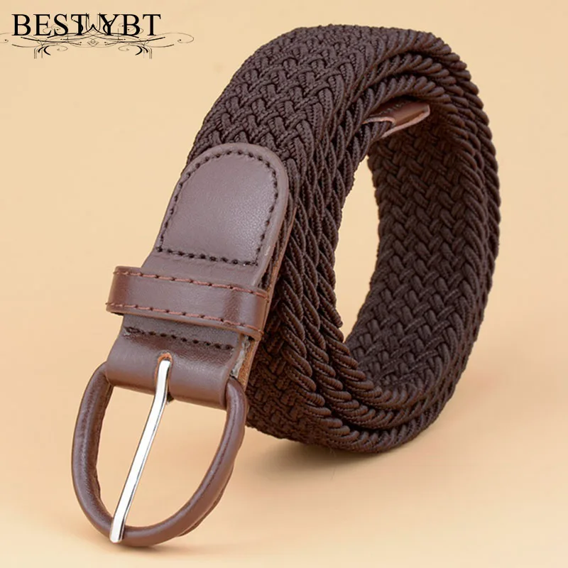 

Best YBT Unisex canvas belt fashion tight knit elastic Alloy pin buckle belt Anti allergy discount Polychromatic cowboy belt