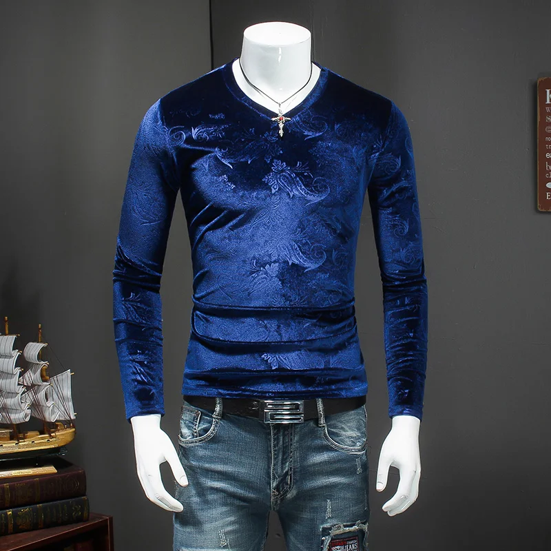 Male Korean version of the self-cultivation V-neck bottoming shirt personality trend printing gold velvet casual compassionate
Male Korean version of the self-cultivation V-neck bottoming shirt personality trend printing gold velvet casual compassionate