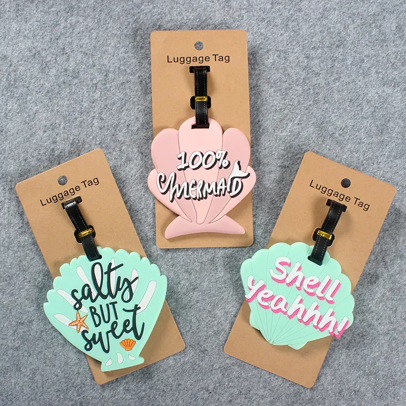 

Three C Cute Shell Tavel Accessories Luggage Tag Silica Gel Suitcase ID Addres Holder Baggage Boarding Tags Portable Label