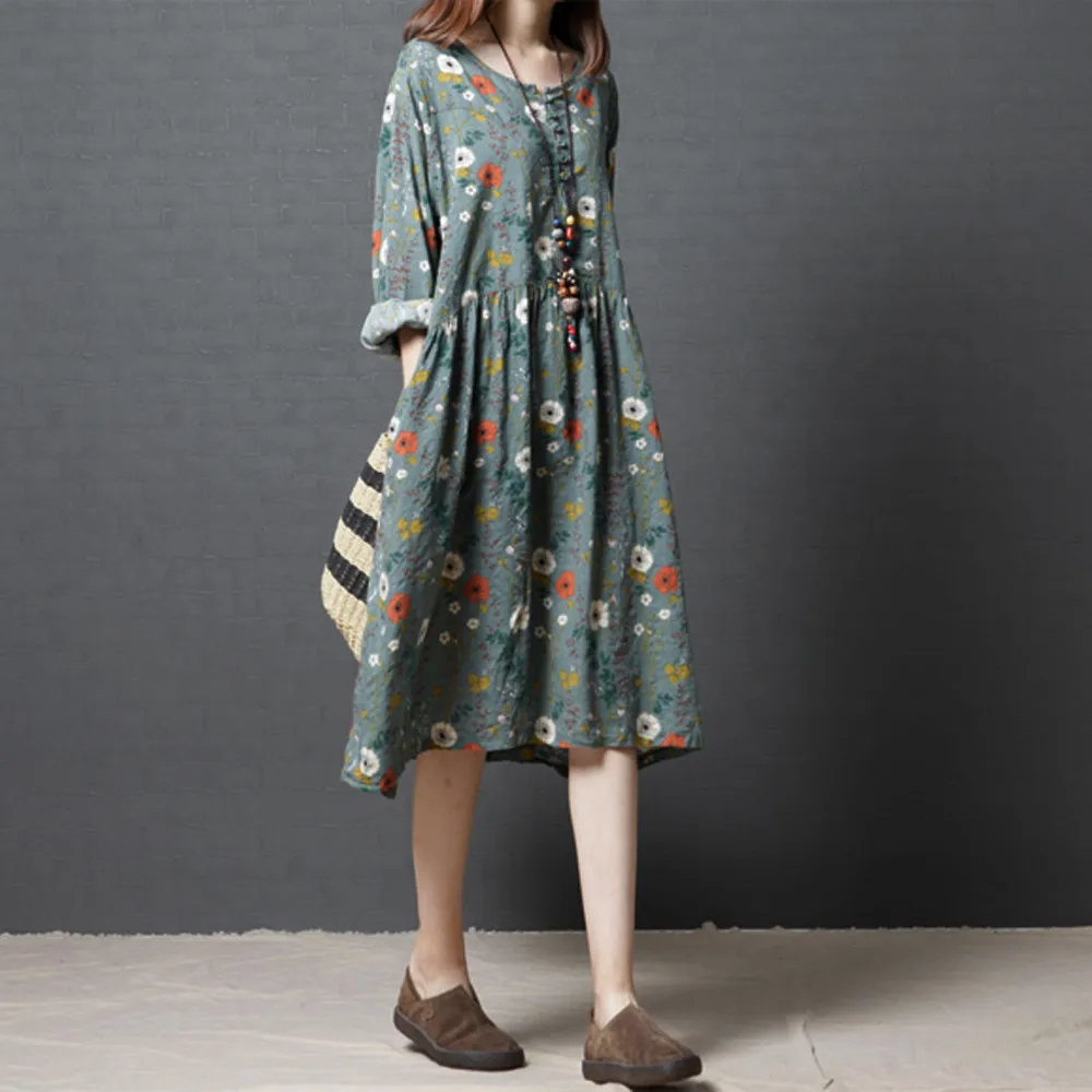O Neck Printed Loose Boho Long Sleeve Dress Women Casual Cotton and Linen Long Loose Dresses vestidos robe femme robe femme #10
O Neck Printed Loose Boho Long Sleeve Dress Women Casual Cotton and Linen Long Loose Dresses vestidos robe femme robe femme #10