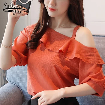 2019 fashion chiffon women blouse shirt summer half sleeve women's tops shirt blusas sexy slash neck women's clothing D653 30 
2019 fashion chiffon women blouse shirt summer half sleeve women's tops shirt blusas sexy slash neck women's clothing D653 30