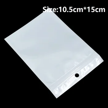 

10.5cm*15cm White/Clear Reclosable Valve Zipper Plastic Packaging Poly Bag Zip Lock Storage Bag Retail Package W/ Hang Hole