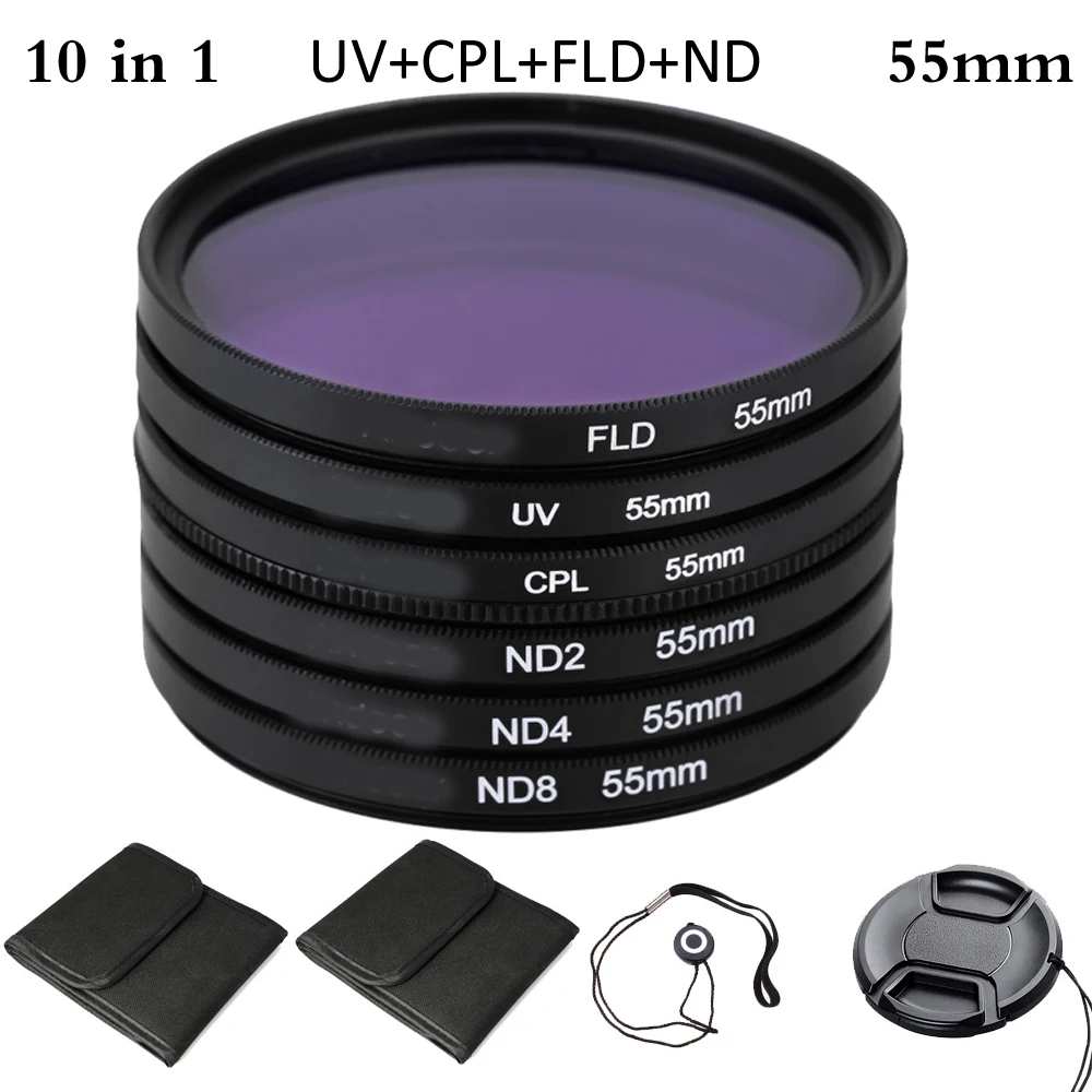 55mm Polarizing Neutral Density Photography Filter Kit Set UV+CPL+FLD+ND for Nikon Canon Sony Pentax DSLRs
55mm Polarizing Neutral Density Photography Filter Kit Set UV+CPL+FLD+ND for Nikon Canon Sony Pentax DSLRs