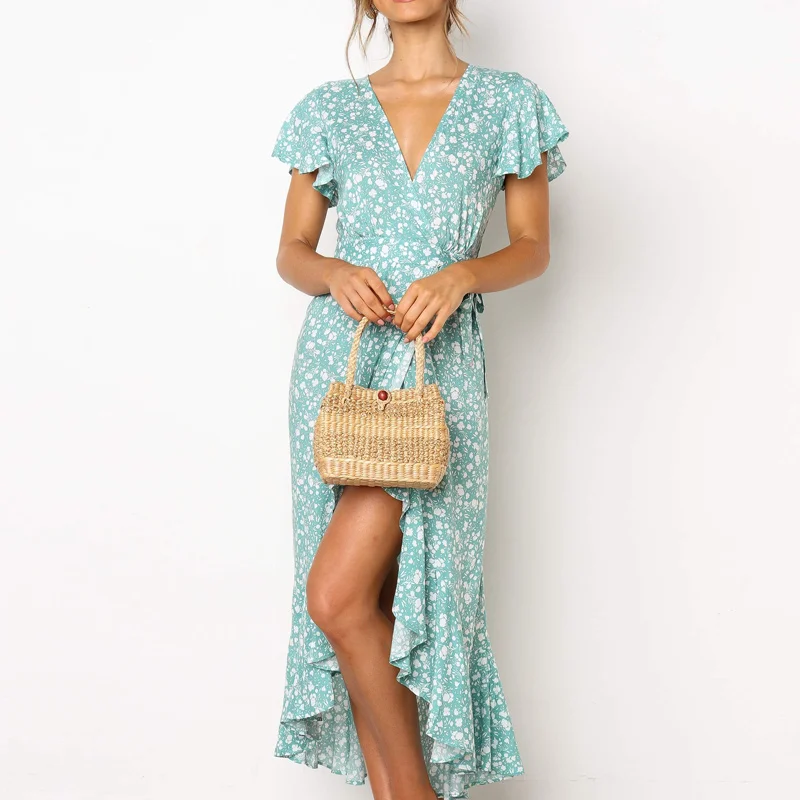 Summer Beach Long Women Dresses Floral Print Boho Dress Sexy V-Neck High Slit Bodycon Wrap Maxi Party Dress Ruffle Robe Femme
Summer Beach Long Women Dresses Floral Print Boho Dress Sexy V-Neck High Slit Bodycon Wrap Maxi Party Dress Ruffle Robe Femme