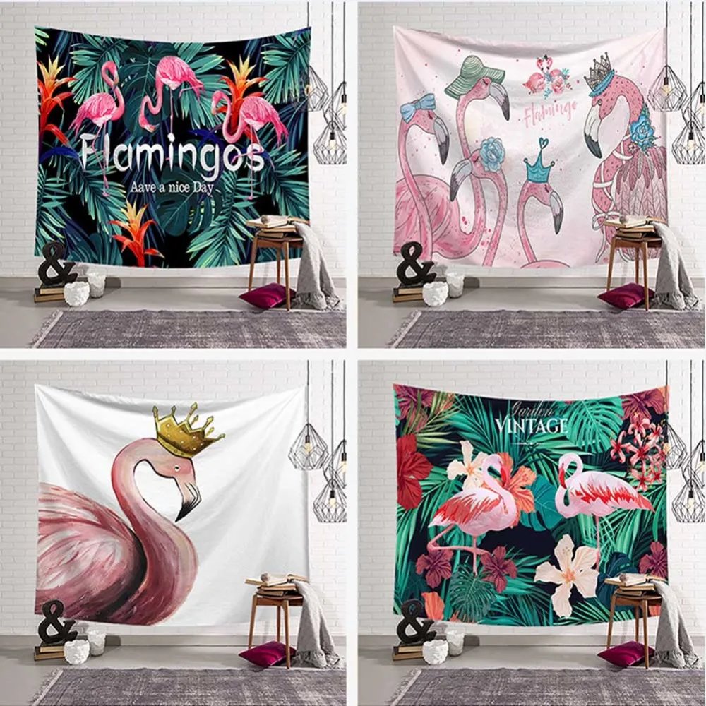 

Tropical Leaves Flamingo Pattern Tapestry, Wall Art Hanging, Decorative Bedspread,Beach Towel,Yoga,Picnic Mat,Wedding Party Gift