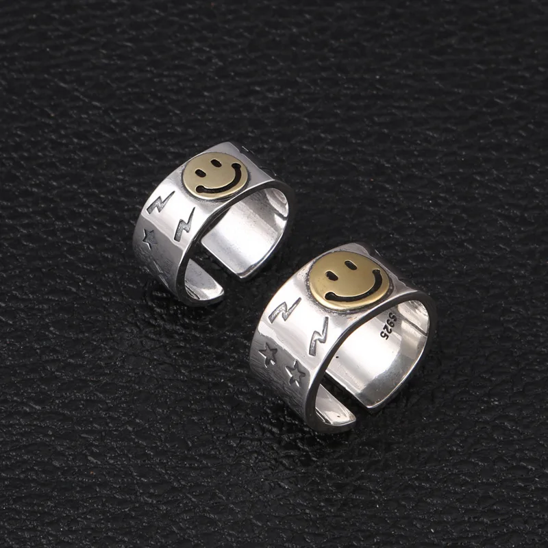 S925 sterling silver fashion smiley ring personality male and female couple opening Thai silver index finger ring
S925 sterling silver fashion smiley ring personality male and female couple opening Thai silver index finger ring