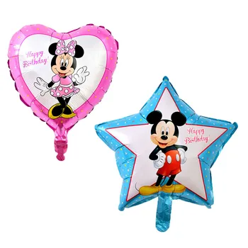 

KUWANLE 50pcs/lot 18inch Cartoon Mickey Minnie Foil Helium Balloons Party Supplies Ballon Happy Birthday Party Decoration Globos