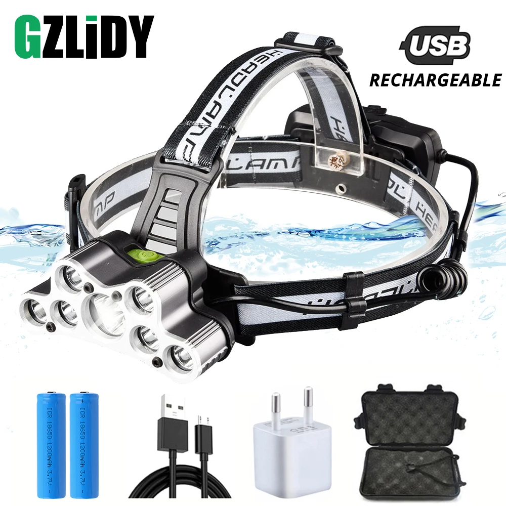 USB Rechargeable LED Headlamp 6 Lighting Mode Super Bright Waterproof Headlight Use 18650 Battery Suitable for Outdoor Use
USB Rechargeable LED Headlamp 6 Lighting Mode Super Bright Waterproof Headlight Use 18650 Battery Suitable for Outdoor Use