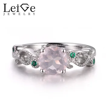 LeiGe Jewelry Natural Pink Quartz Rings Pink Engagement Rings Round Cut Rings Solid 925 Sterling Silver Unique Rings for Women
LeiGe Jewelry Natural Pink Quartz Rings Pink Engagement Rings Round Cut Rings Solid 925 Sterling Silver Unique Rings for Women