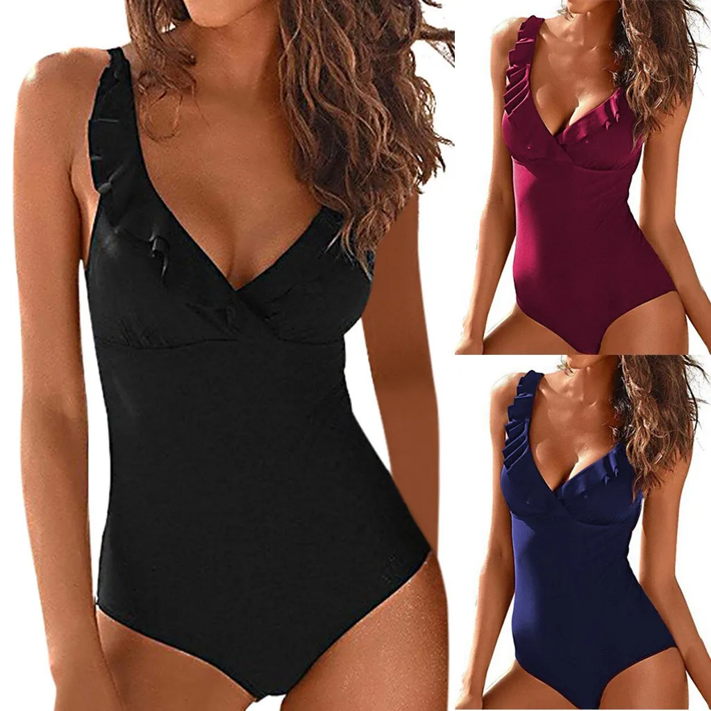 2019 Hot sale Women Summer Sexy Soild Ruffle Swimwear Beachwear Siamese Swimsuit One Piece Cover up Dropping biquini bathers
2019 Hot sale Women Summer Sexy Soild Ruffle Swimwear Beachwear Siamese Swimsuit One Piece Cover up Dropping biquini bathers