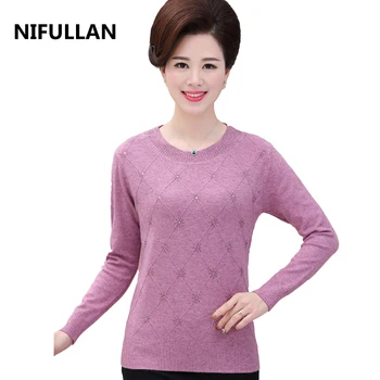 NIFULLAN 2020 New Spring Bottoming Shirt Long-Sleeved Cashmere Sweater Top Women Loose Large Size Mother's Fashion Pullovers
NIFULLAN 2020 New Spring Bottoming Shirt Long-Sleeved Cashmere Sweater Top Women Loose Large Size Mother's Fashion Pullovers