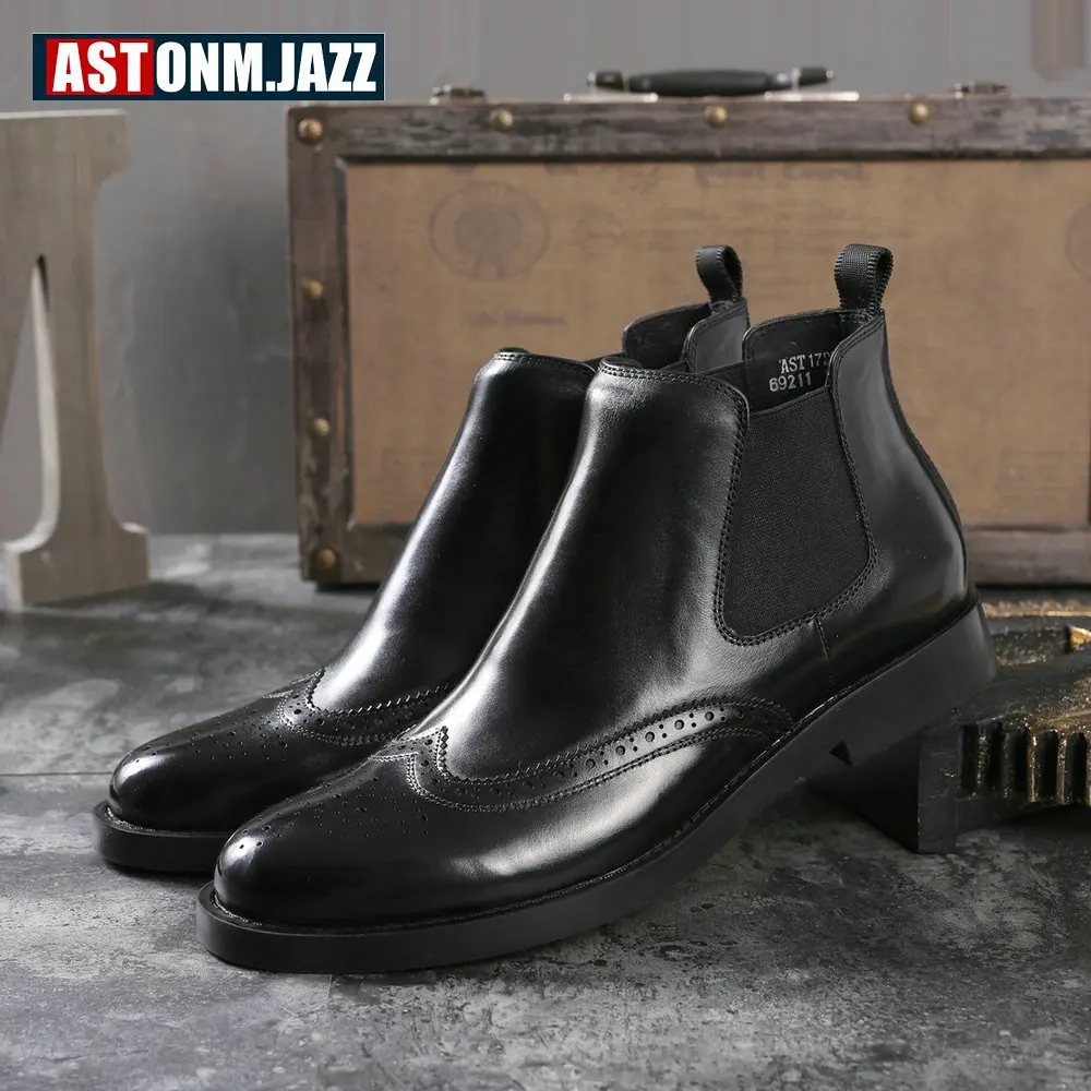 Men's Winter Martin Boots Casual Chelsea Boots Full Grain Leather Ankle Boots For Men's Snow Warm Leather Boots Rome Moccasins