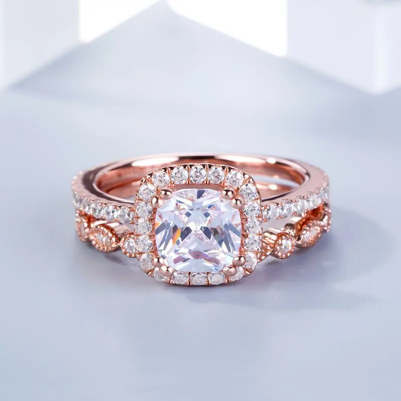 Luxury Female White Bridal Wedding Ring Set Rose Gold Silver Zircon Filled Jewelry Promise CZ Stone Engagement Rings For Women
Luxury Female White Bridal Wedding Ring Set Rose Gold Silver Zircon Filled Jewelry Promise CZ Stone Engagement Rings For Women