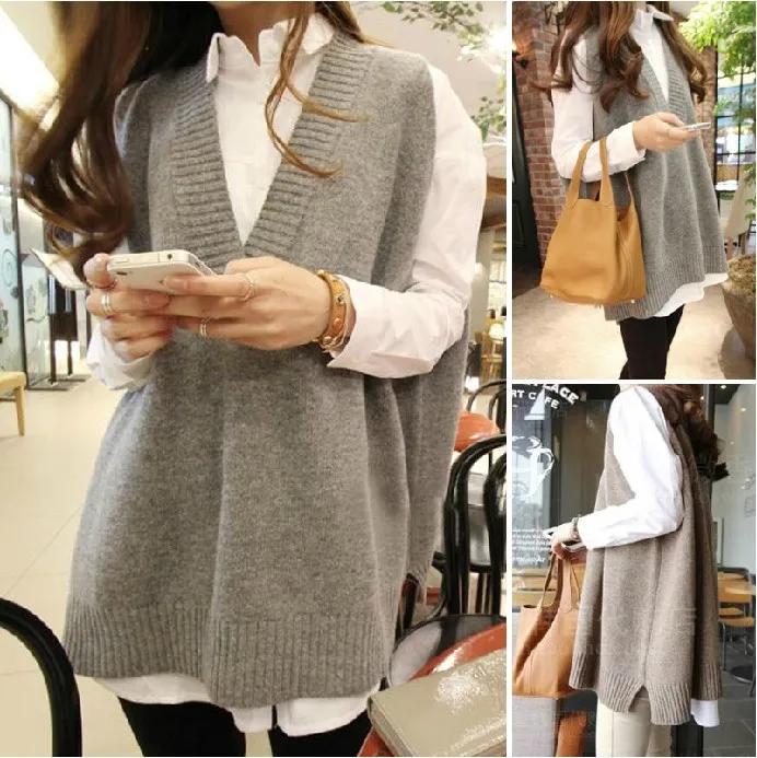 Spring and Autumn knitting vest female long V collar fork wool vest jacket loose sweater jacket size
Spring and Autumn knitting vest female long V collar fork wool vest jacket loose sweater jacket size