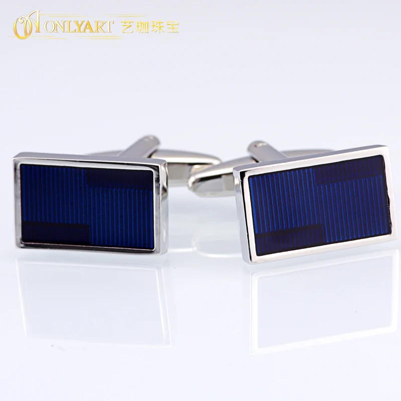 

Classic Men Accessory for French Cuff Shirt Button Blue Stripped Enamel cufflinks for Business man gift