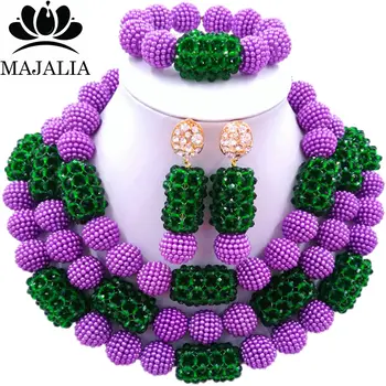 Majalia Fashion Charming Nigerian Wedding African Jewelry Set Purple and Green Crystal Necklace Bride Jewelry Sets 3SZ062
Majalia Fashion Charming Nigerian Wedding African Jewelry Set Purple and Green Crystal Necklace Bride Jewelry Sets 3SZ062