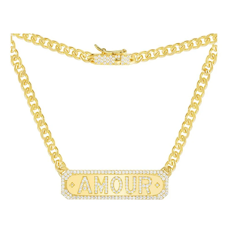 Famous Pure 925 Sterling Silver Link Chain AMOUR & OUI Charm Pendnat Necklace AAA Cubic Zirconia Monaco Women Jewelry Gift
Famous Pure 925 Sterling Silver Link Chain AMOUR & OUI Charm Pendnat Necklace AAA Cubic Zirconia Monaco Women Jewelry Gift