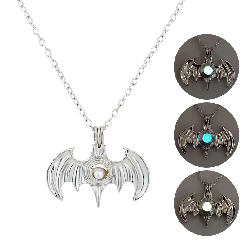 Luminous Stone Bat Necklace Women Fashion Glow in the Dark Pendant Necklace Silver Punk Party Jewelry
Luminous Stone Bat Necklace Women Fashion Glow in the Dark Pendant Necklace Silver Punk Party Jewelry