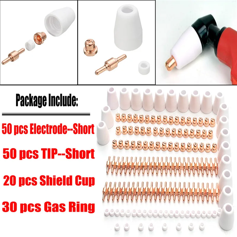 PT31 LG40 Air Plasma Cutter Cutting Consumable 150pcs For CUT30 40 50 Consumable 2018 New Arrival
PT31 LG40 Air Plasma Cutter Cutting Consumable 150pcs For CUT30 40 50 Consumable 2018 New Arrival