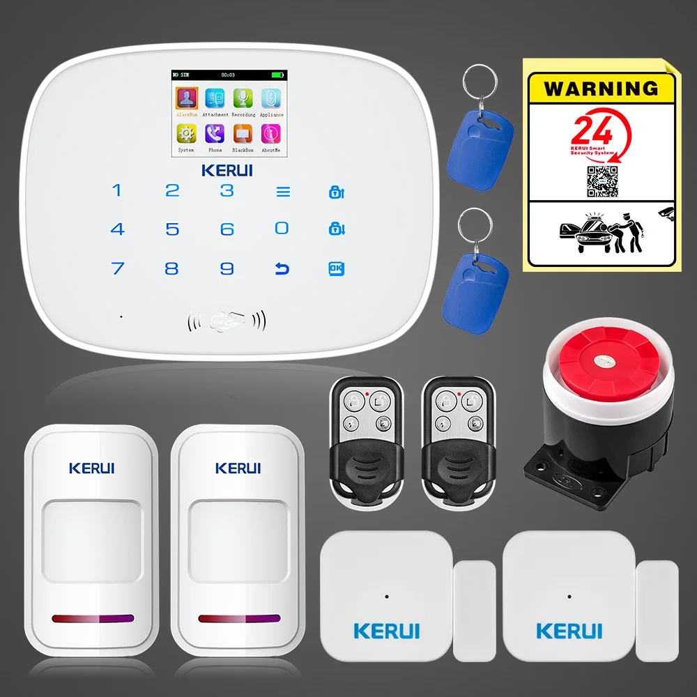 KERUI G19 GSM Wireless Alarma Suits Home Security System Door Sensor Alarme Android App Control RFID Disarm House Burglar Alarm
KERUI G19 GSM Wireless Alarma Suits Home Security System Door Sensor Alarme Android App Control RFID Disarm House Burglar Alarm