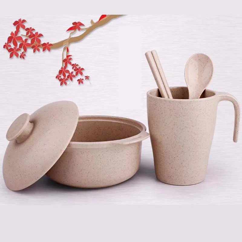 4pcs/Set Dinnerware Set Wheat Straw Children Three Lattice Tableware Set Tableware Dinnerware Food Container With Bow Cup 4pcs/Set Dinnerware Set Wheat Straw Children Three Lattice Tableware Set Tableware Dinnerware Food Container With Bow Cup